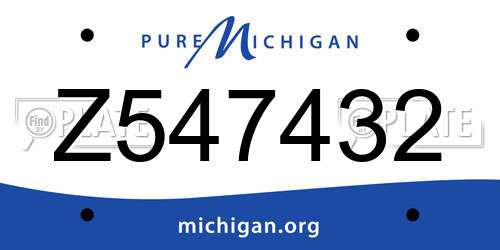 Z547432 Michigan License Plate