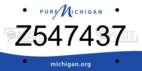 Z547437 Michigan License Plate