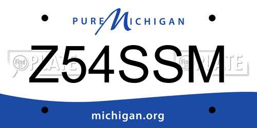 Z54SSM Michigan License Plate