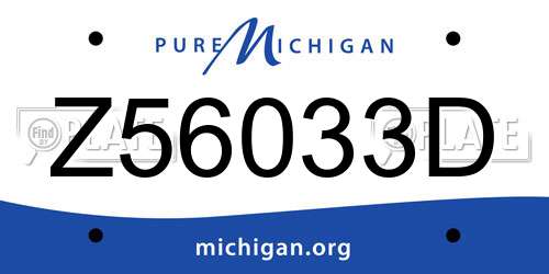Z56033D Michigan License Plate