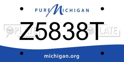 Z5838T Michigan License Plate