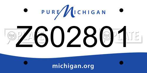 Z602801 Michigan License Plate