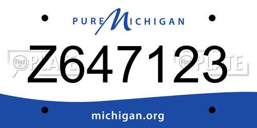Z647123 Michigan License Plate