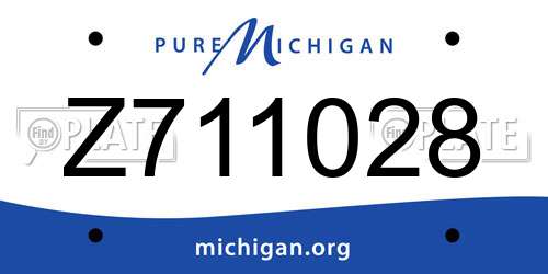 Z711028 Michigan License Plate