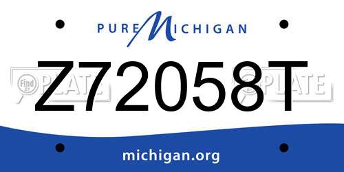 Z72058T Michigan License Plate