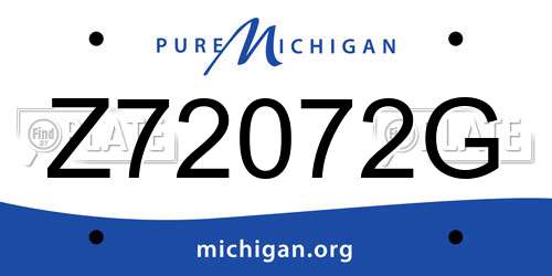 Z72072G Michigan License Plate