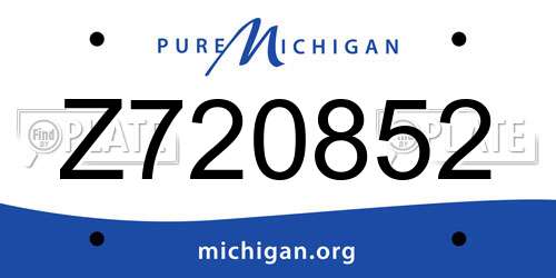 Z720852 Michigan License Plate