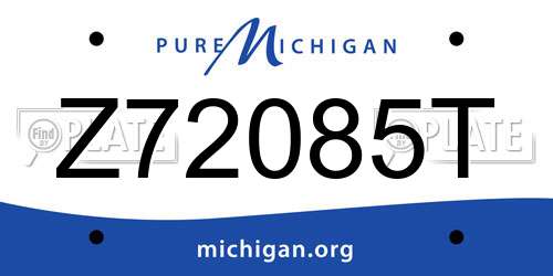 Z72085T Michigan License Plate
