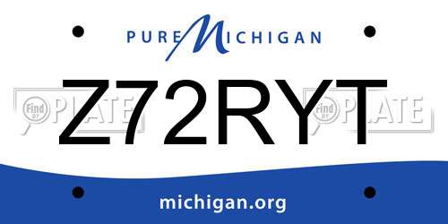 Z72RYT Michigan License Plate