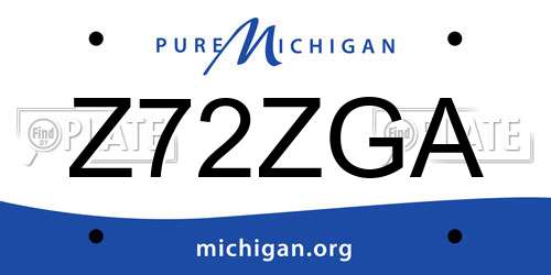 Z72ZGA Michigan License Plate