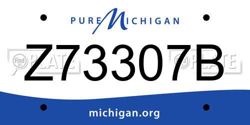 Z73307B Michigan License Plate