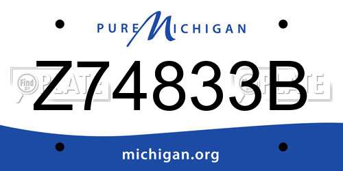Z74833B Michigan License Plate