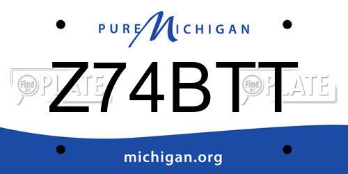 Z74BTT Michigan License Plate