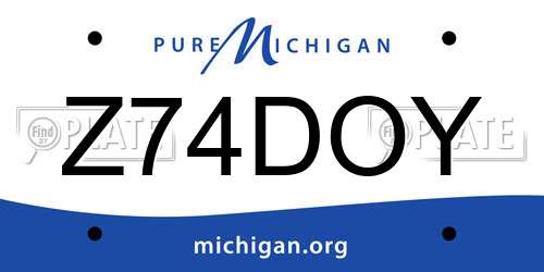 Z74DOY Michigan License Plate
