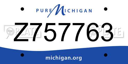 Z757763 Michigan License Plate