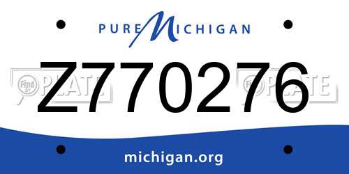 Z770276 Michigan License Plate