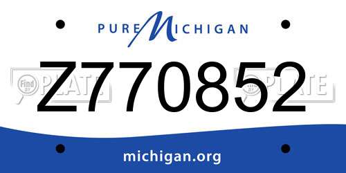Z770852 Michigan License Plate