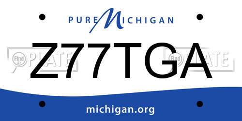 Z77TGA Michigan License Plate