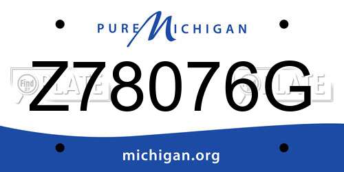 Z78076G Michigan License Plate