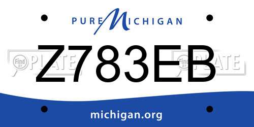 Z783EB Michigan License Plate