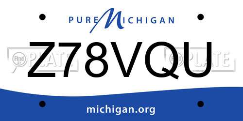 Z78VQU Michigan License Plate