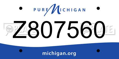 Z807560 Michigan License Plate