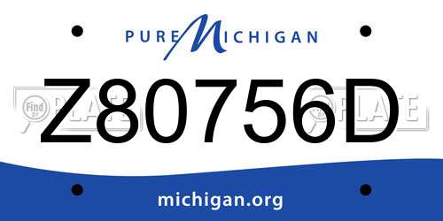 Z80756D Michigan License Plate