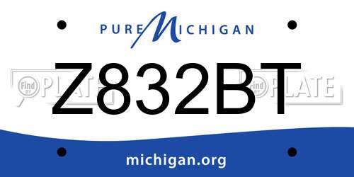Z832BT Michigan License Plate