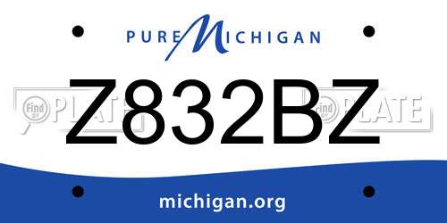 Z832BZ Michigan License Plate