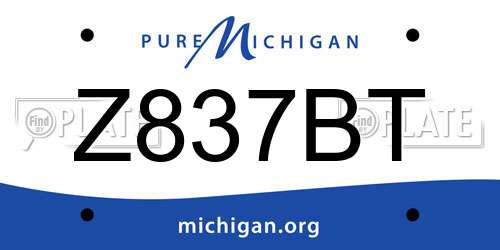 Z837BT Michigan License Plate