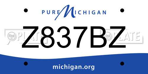Z837BZ Michigan License Plate