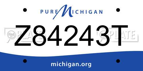 Z84243T Michigan License Plate