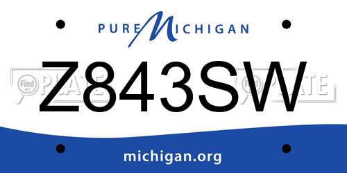 Z843SW Michigan License Plate