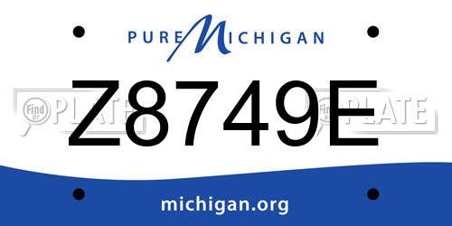 Z8749E Michigan License Plate