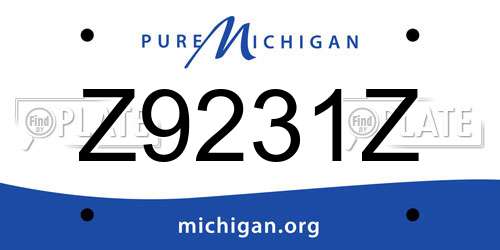 Z9231Z Michigan License Plate