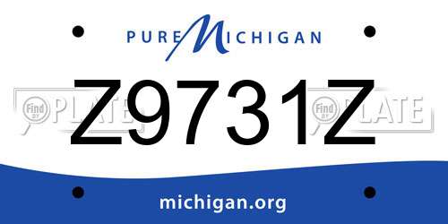 Z9731Z Michigan License Plate