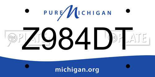 Z984DT Michigan License Plate