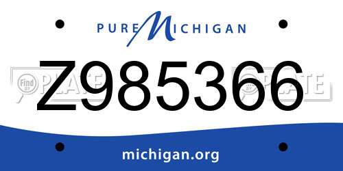 Z985366 Michigan License Plate