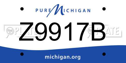 Z9917B Michigan License Plate