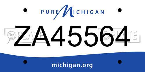 ZA45564 Michigan License Plate