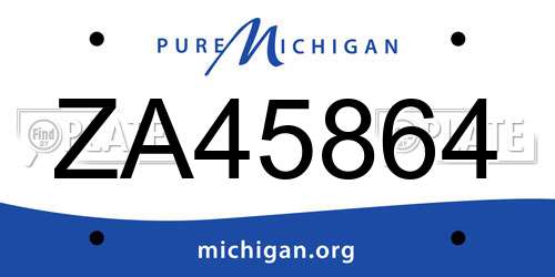 ZA45864 Michigan License Plate
