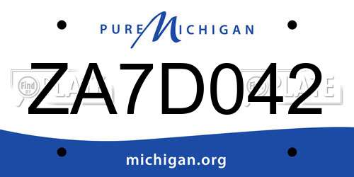 ZA7D042 Michigan License Plate