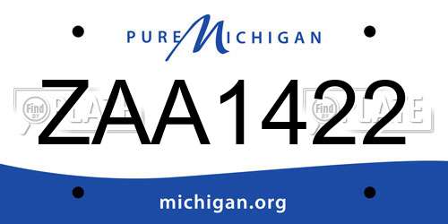 ZAA1422 Michigan License Plate