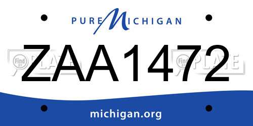 ZAA1472 Michigan License Plate