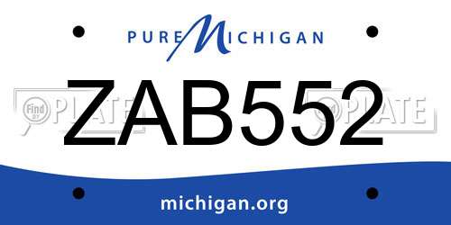 ZAB552 Michigan License Plate