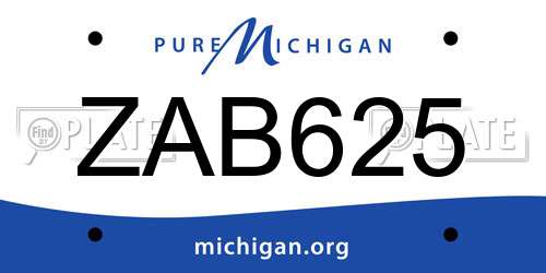 ZAB625 Michigan License Plate