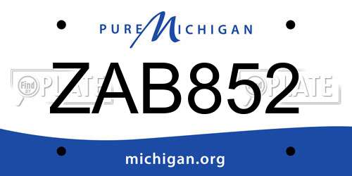 ZAB852 Michigan License Plate