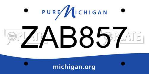 ZAB857 Michigan License Plate
