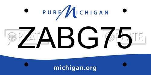 ZABG75 Michigan License Plate