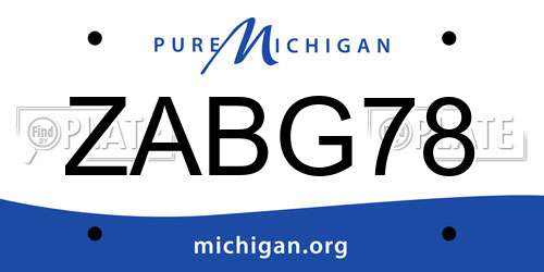 ZABG78 Michigan License Plate